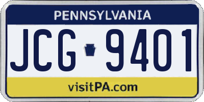 PA license plate JCG9401