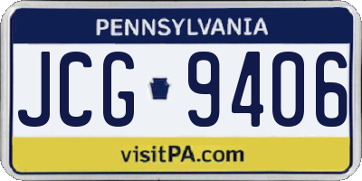 PA license plate JCG9406
