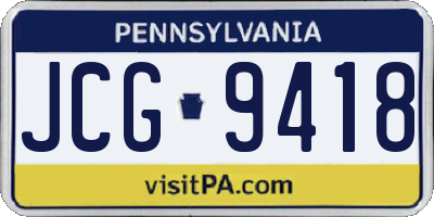 PA license plate JCG9418