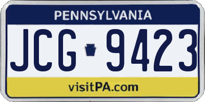 PA license plate JCG9423