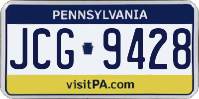 PA license plate JCG9428