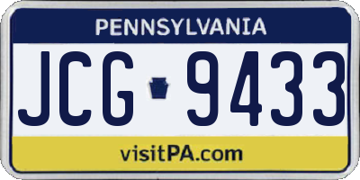 PA license plate JCG9433