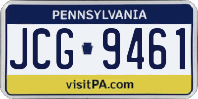 PA license plate JCG9461