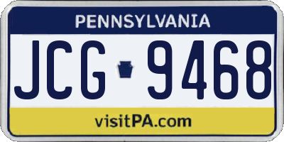PA license plate JCG9468