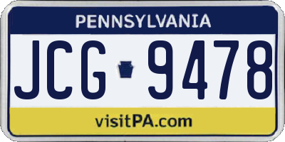 PA license plate JCG9478
