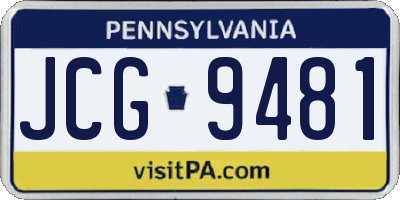 PA license plate JCG9481