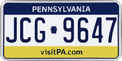 PA license plate JCG9647