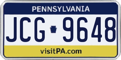 PA license plate JCG9648