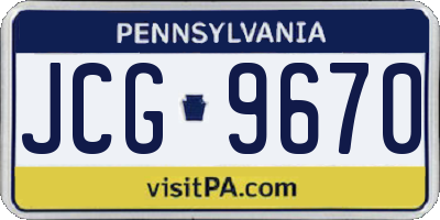 PA license plate JCG9670