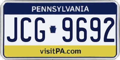 PA license plate JCG9692