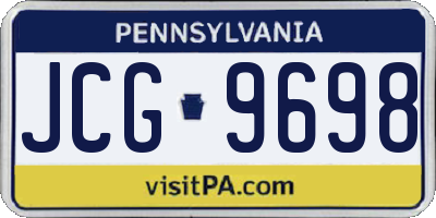 PA license plate JCG9698