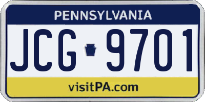 PA license plate JCG9701
