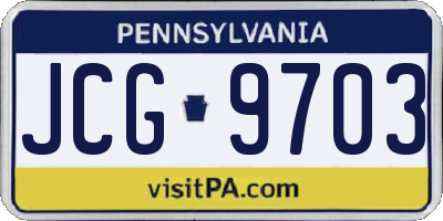 PA license plate JCG9703