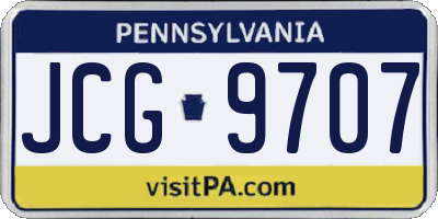 PA license plate JCG9707