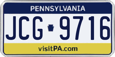 PA license plate JCG9716