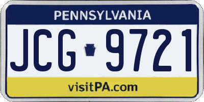 PA license plate JCG9721