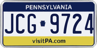 PA license plate JCG9724