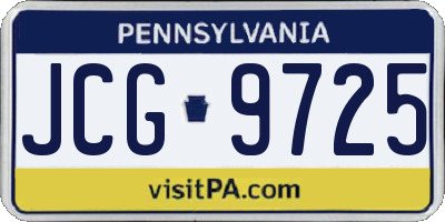 PA license plate JCG9725