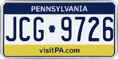 PA license plate JCG9726