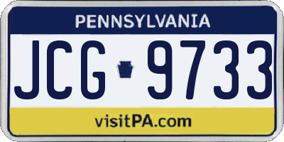 PA license plate JCG9733