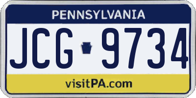PA license plate JCG9734