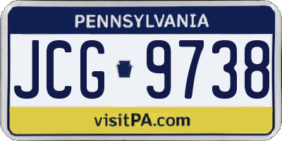 PA license plate JCG9738