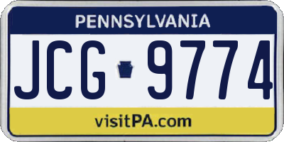 PA license plate JCG9774
