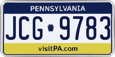 PA license plate JCG9783