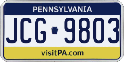 PA license plate JCG9803