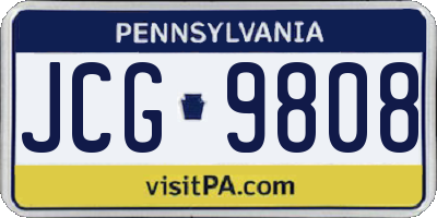 PA license plate JCG9808