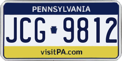 PA license plate JCG9812