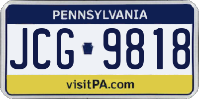 PA license plate JCG9818