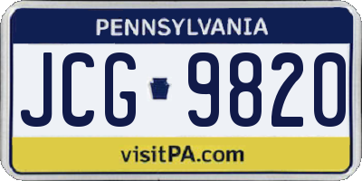 PA license plate JCG9820