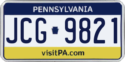 PA license plate JCG9821