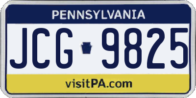 PA license plate JCG9825