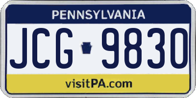 PA license plate JCG9830