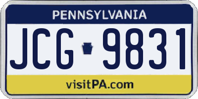 PA license plate JCG9831