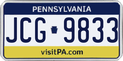 PA license plate JCG9833