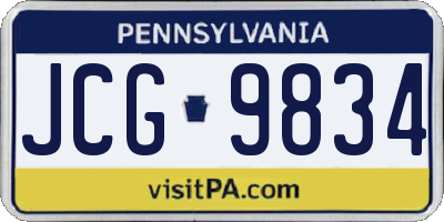PA license plate JCG9834