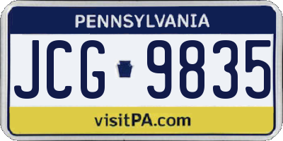 PA license plate JCG9835