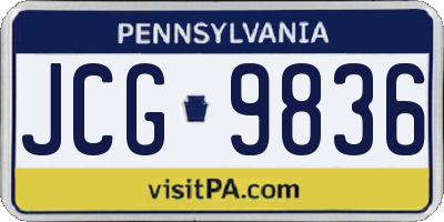 PA license plate JCG9836