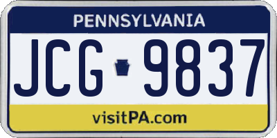 PA license plate JCG9837