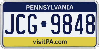 PA license plate JCG9848