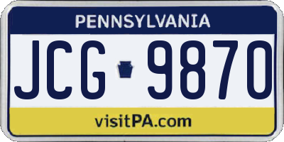 PA license plate JCG9870