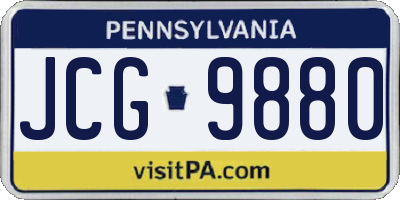 PA license plate JCG9880