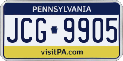 PA license plate JCG9905