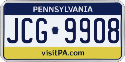 PA license plate JCG9908
