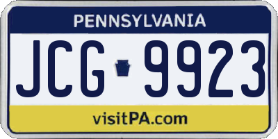 PA license plate JCG9923