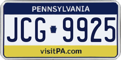 PA license plate JCG9925
