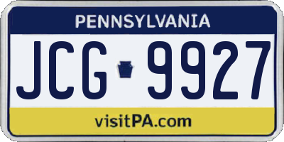PA license plate JCG9927
